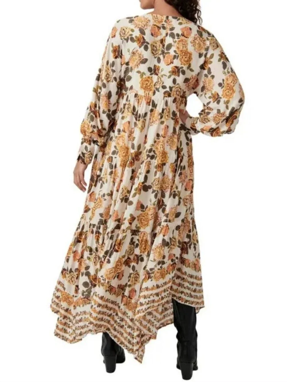 Free People Rows of Roses Maxi Dress Ivory Floral NWT Womens Size S